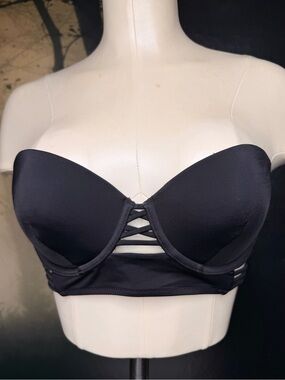 Victoria's Secret Black Strapless bikini swimsuit top with Crisscross Detail 36B